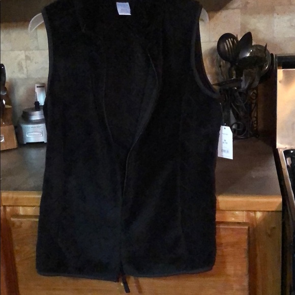 Black thick velour vest zip up with pockets - Picture 1 of 8